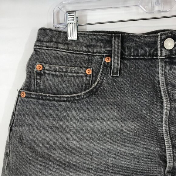 LEVI'S - WOMEN'S 31 - BLACK GRAY 501 BUTTON FLY CUTOFF JEAN SHORTS - Picture 2 of 6